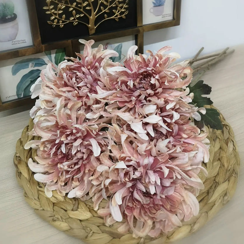 Искусственные цветы в Саратове | Цветок искусственный «Хризантема», персиково-розовая, одиночный
