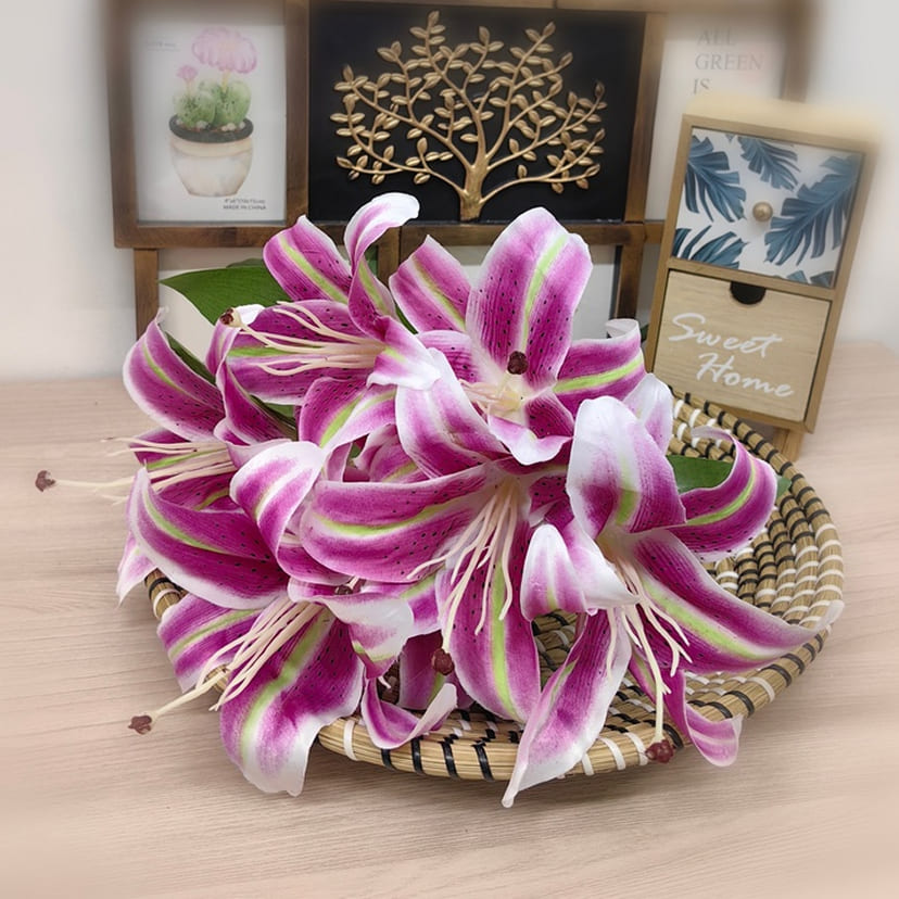 Искусственные цветы в Саратове | Цветы искусственные «Лилии крупные», розово-сиреневые, букет