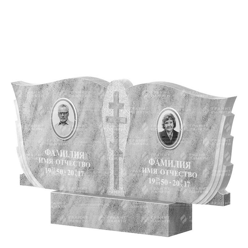 Памятники из мрамора в&nbsp;Саратове | Двойной мраморный памятник ФМ-136