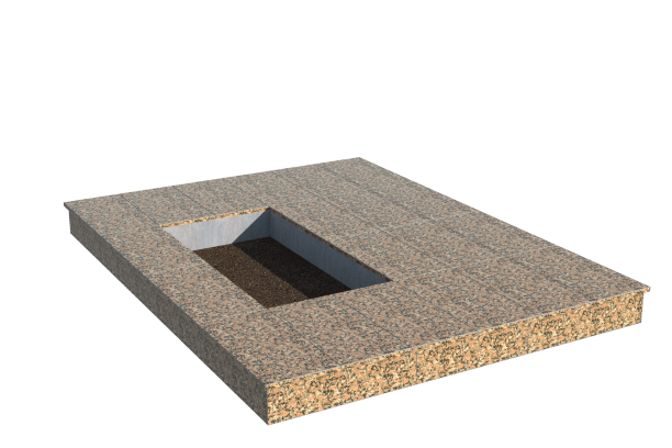 Площадки на могилу в&nbsp;Саратове | Площадка с вертикальной (15 см) облицовкой Южно-султаевским гранитом (под цветник)