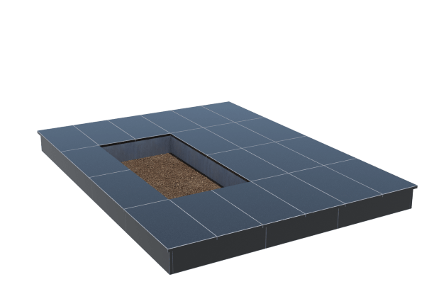 Площадки на могилу в&nbsp;Саратове | Площадка с вертикальной (15 см) облицовкой гранитом Габбро (под цветник)