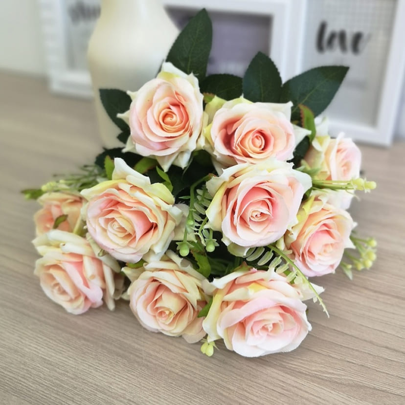 Искусственные цветы в Саратове | Цветы искусственные «Розы острые», розовато-молочные, букет