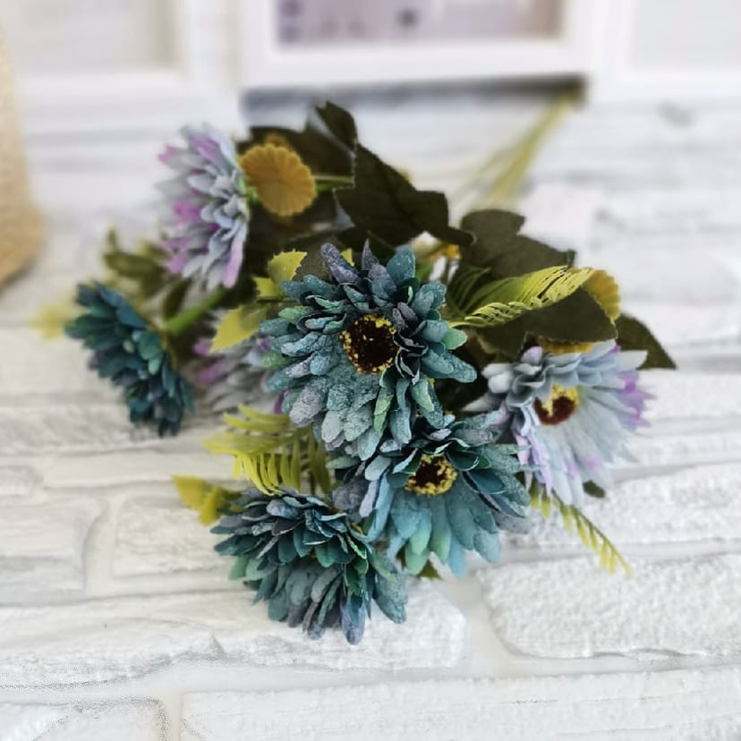 Искусственные цветы в Саратове | Цветы искусственные «Ромашки», фиолетово-голубые, букет