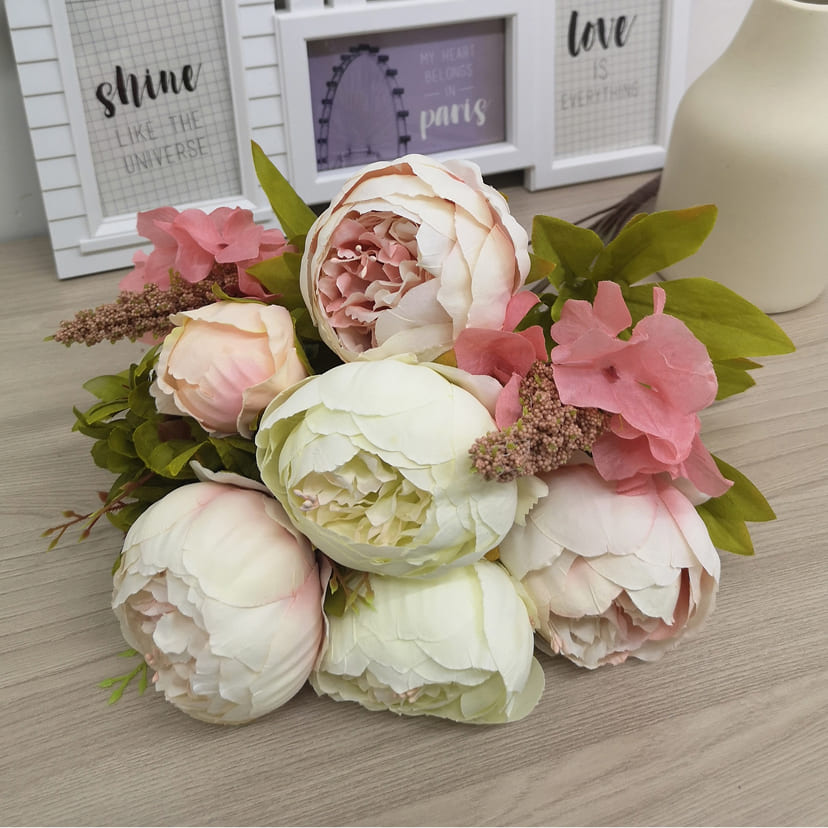 Искусственные цветы в Саратове | Цветы искусственные «Пионы», молочно-розовые, букет