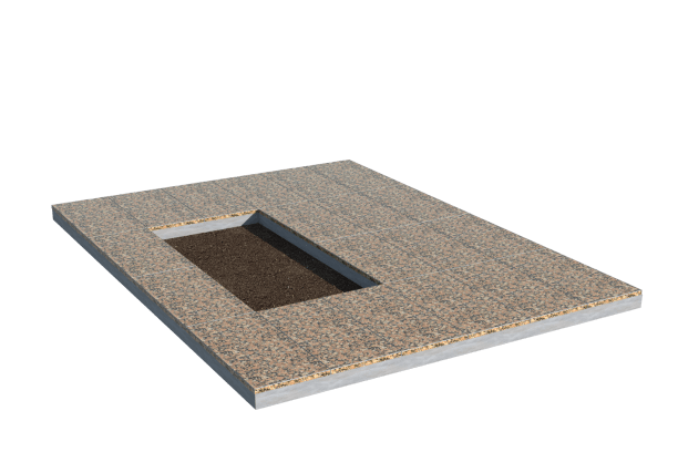 Площадки на могилу в&nbsp;Саратове | Площадка с облицовкой Южно-Султаевским гранитом (под цветник)