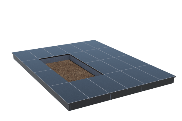 Площадки на могилу в&nbsp;Саратове | Площадка с вертикальной (10 см) облицовкой гранитом Габбро (под цветник)